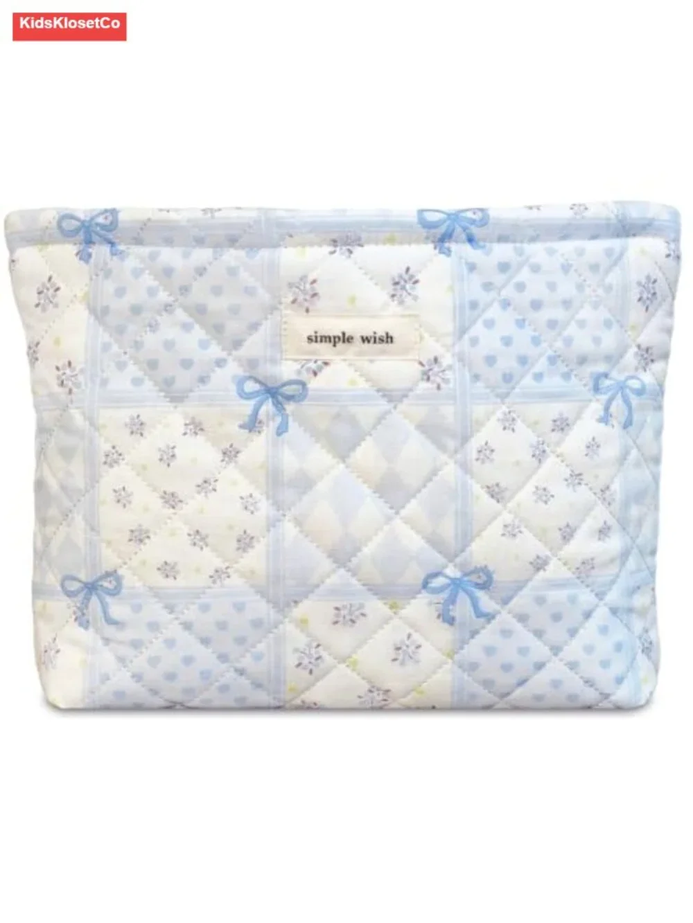 Quilted Canvas Cosmetic Bag Travel Makeup Pouch Zip Organizer